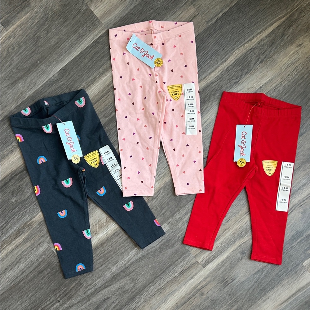 NWT 3 Pairs Girls Leggings